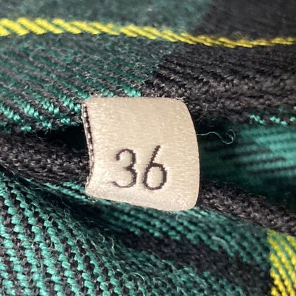 Gucci Check Wool Wrap Long Skirt 36 Green Black Yellow — view 6