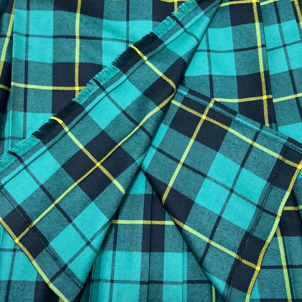 Gucci Check Wool Wrap Long Skirt 36 Green Black Yellow — view 4
