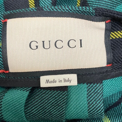 Gucci Check Wool Wrap Long Skirt 36 Green Black Yellow — view 5