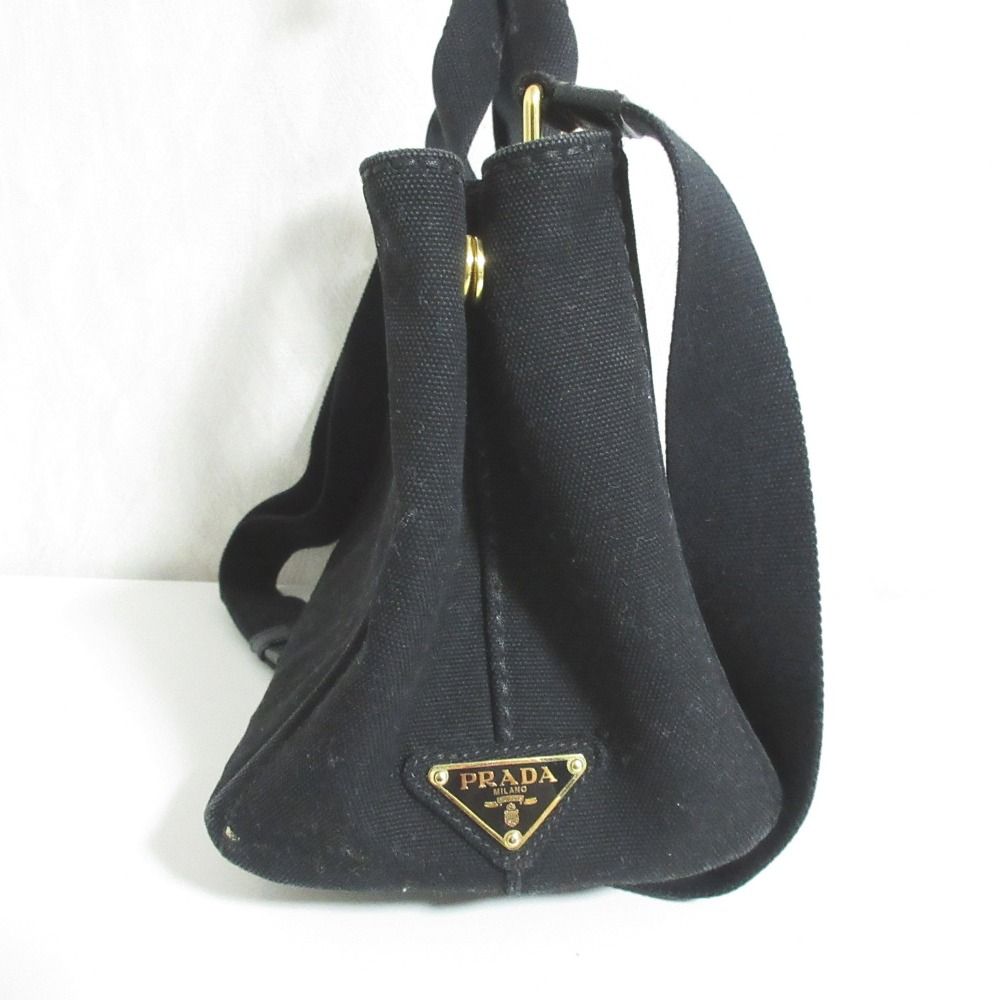 Prada Canapa Canvas 2-Way Tote Shoulder Bag Black — view 4