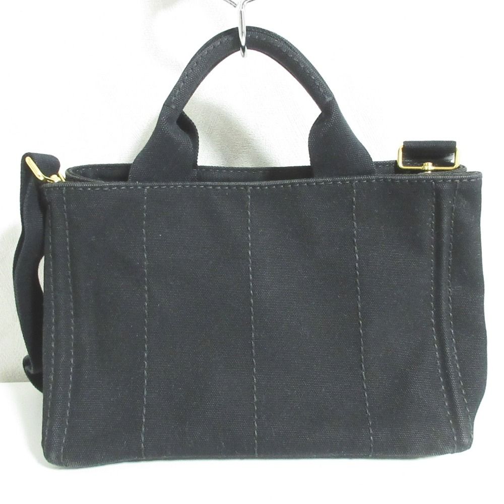 Prada Canapa Canvas 2-Way Tote Shoulder Bag Black — view 2