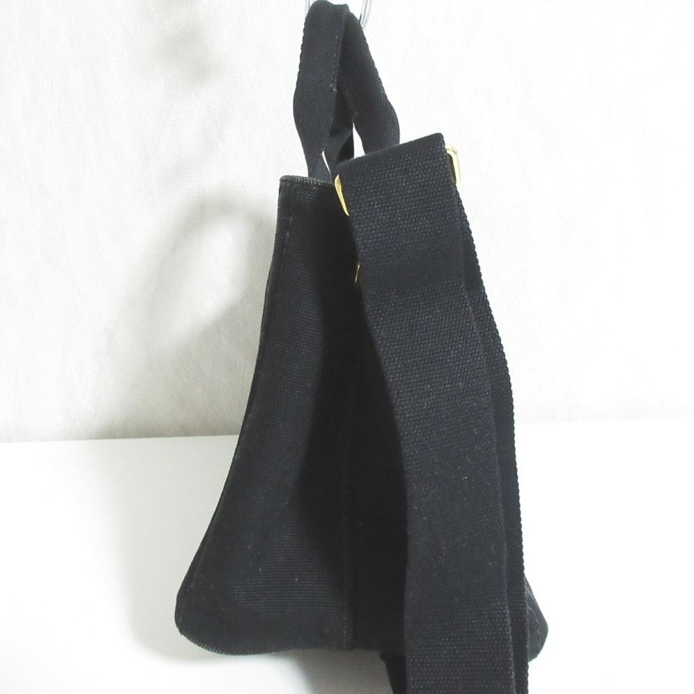 Prada Canapa Canvas 2-Way Tote Shoulder Bag Black — view 3
