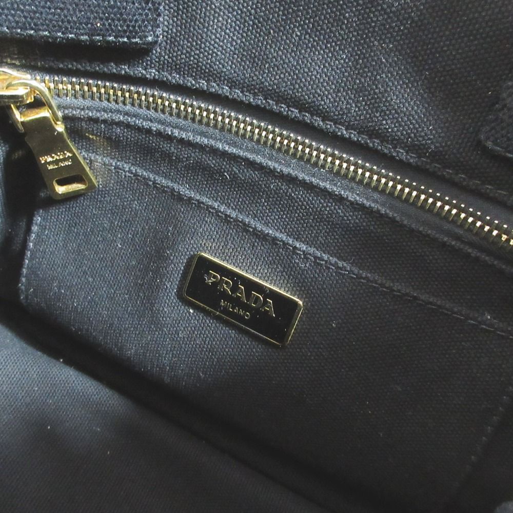 Prada Canapa Canvas 2-Way Tote Shoulder Bag Black — view 7