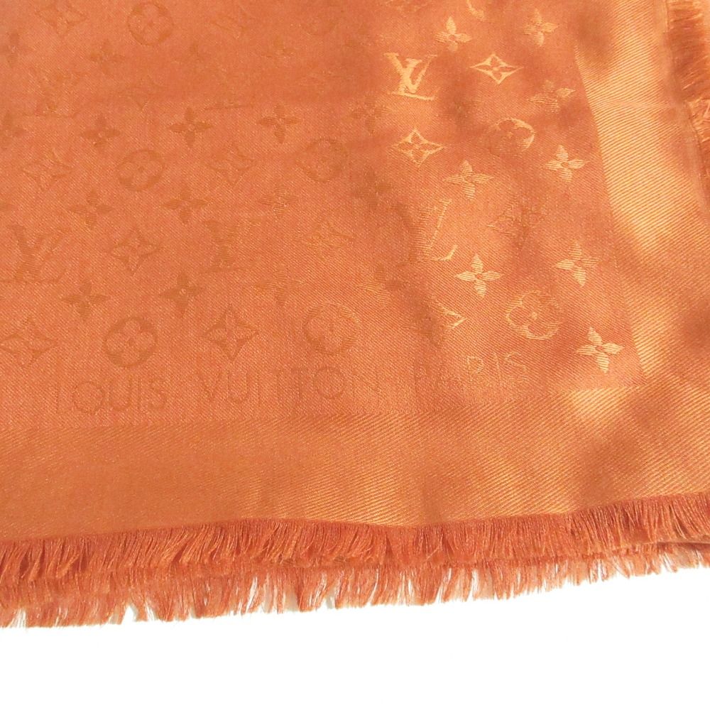 Louis Vuitton Silk Wool Monogram Large Shawl Orange Scarf — view 3