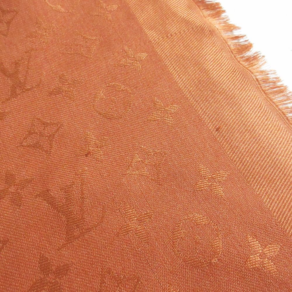 Louis Vuitton Silk Wool Monogram Large Shawl Orange Scarf — view 7