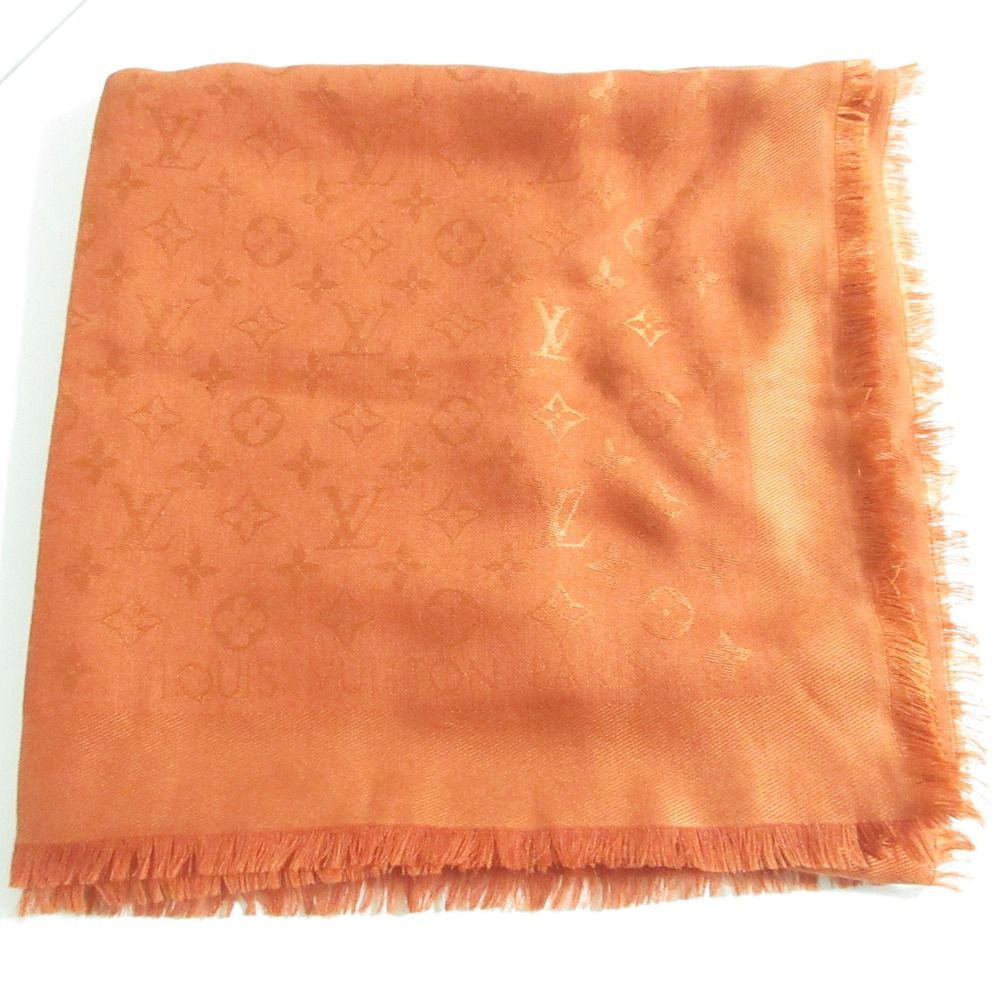 Louis Vuitton Silk Wool Monogram Large Shawl Orange Scarf — view 2