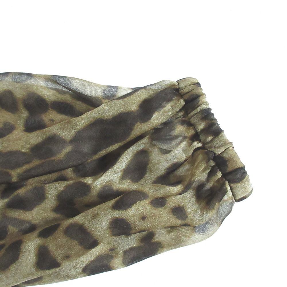 Dolce & Gabbana Leopard Print Silk Blouse with Bowtie 36 Beige Brown — view 5