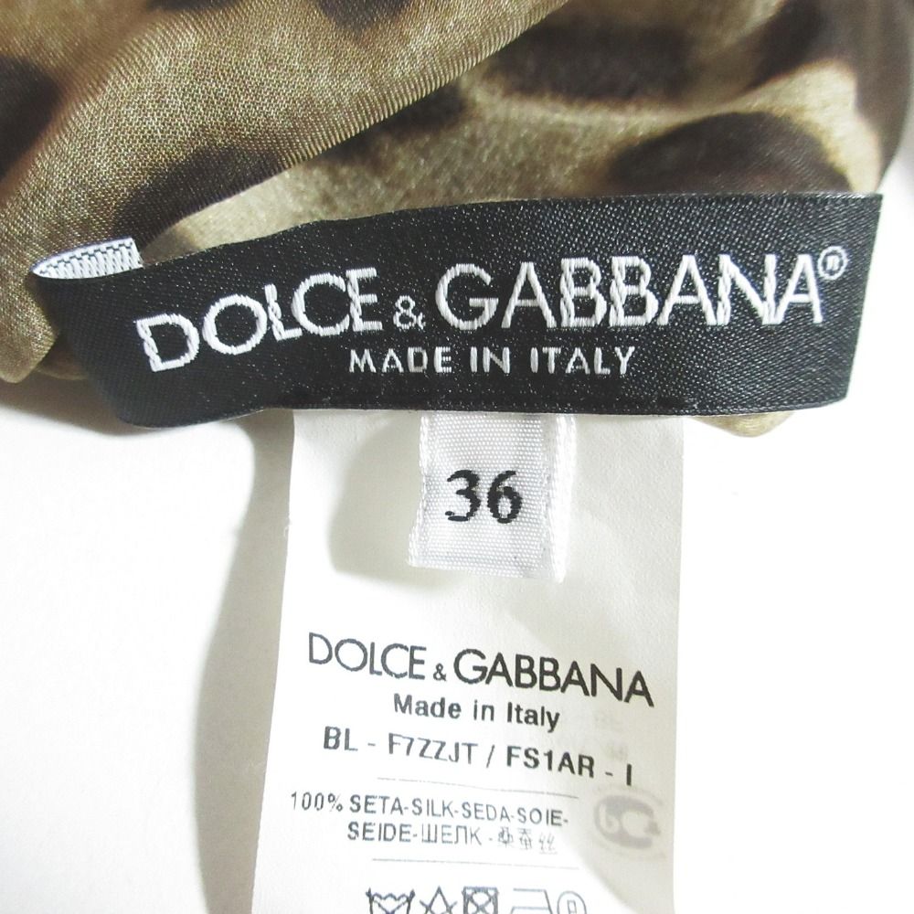 Dolce & Gabbana Leopard Print Silk Blouse with Bowtie 36 Beige Brown — view 6