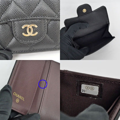 Chanel Classic Small Flap Wallet Caviar Leather Black Trifold Compact — view 8
