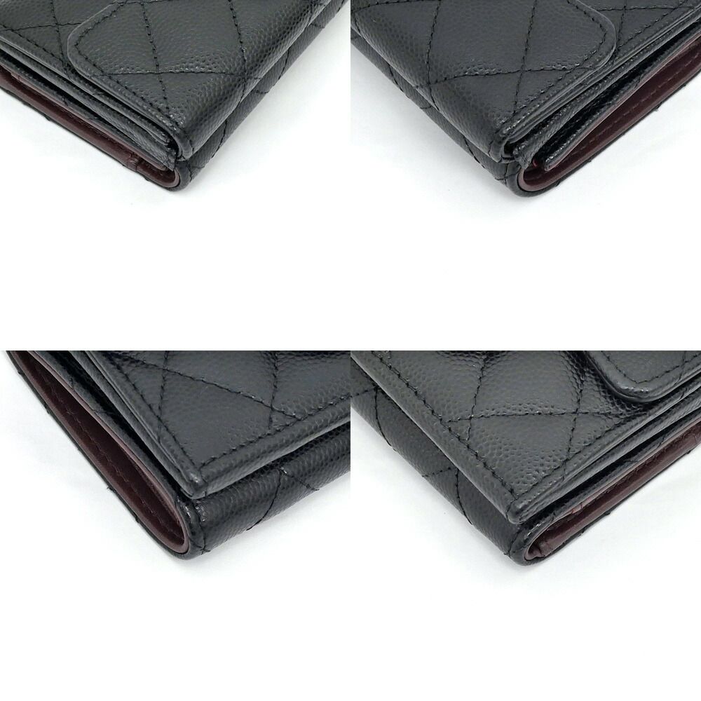 Chanel Classic Small Flap Wallet Caviar Leather Black Trifold Compact — view 5
