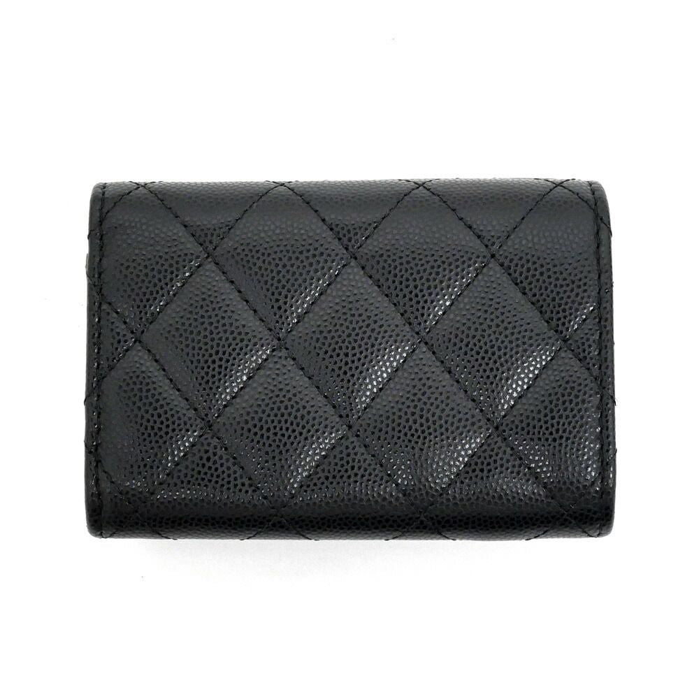 Chanel Classic Small Flap Wallet Caviar Leather Black Trifold Compact — view 2