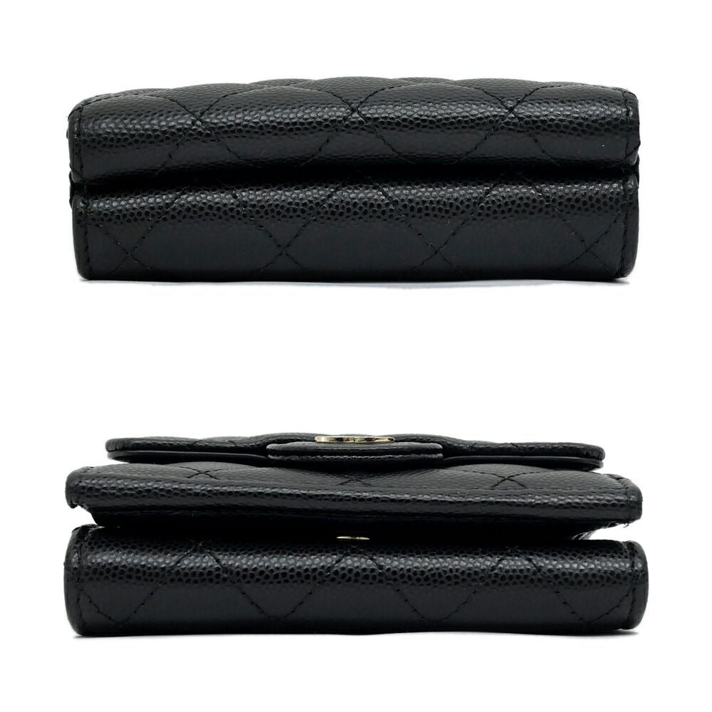 Chanel Classic Small Flap Wallet Caviar Leather Black Trifold Compact — view 3