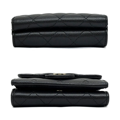 Chanel Classic Small Flap Wallet Caviar Leather Black Trifold Compact — view 3
