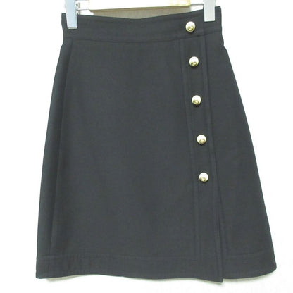 Gucci GG Pearl Button Silk Blend Wrap Skirt 36 Black