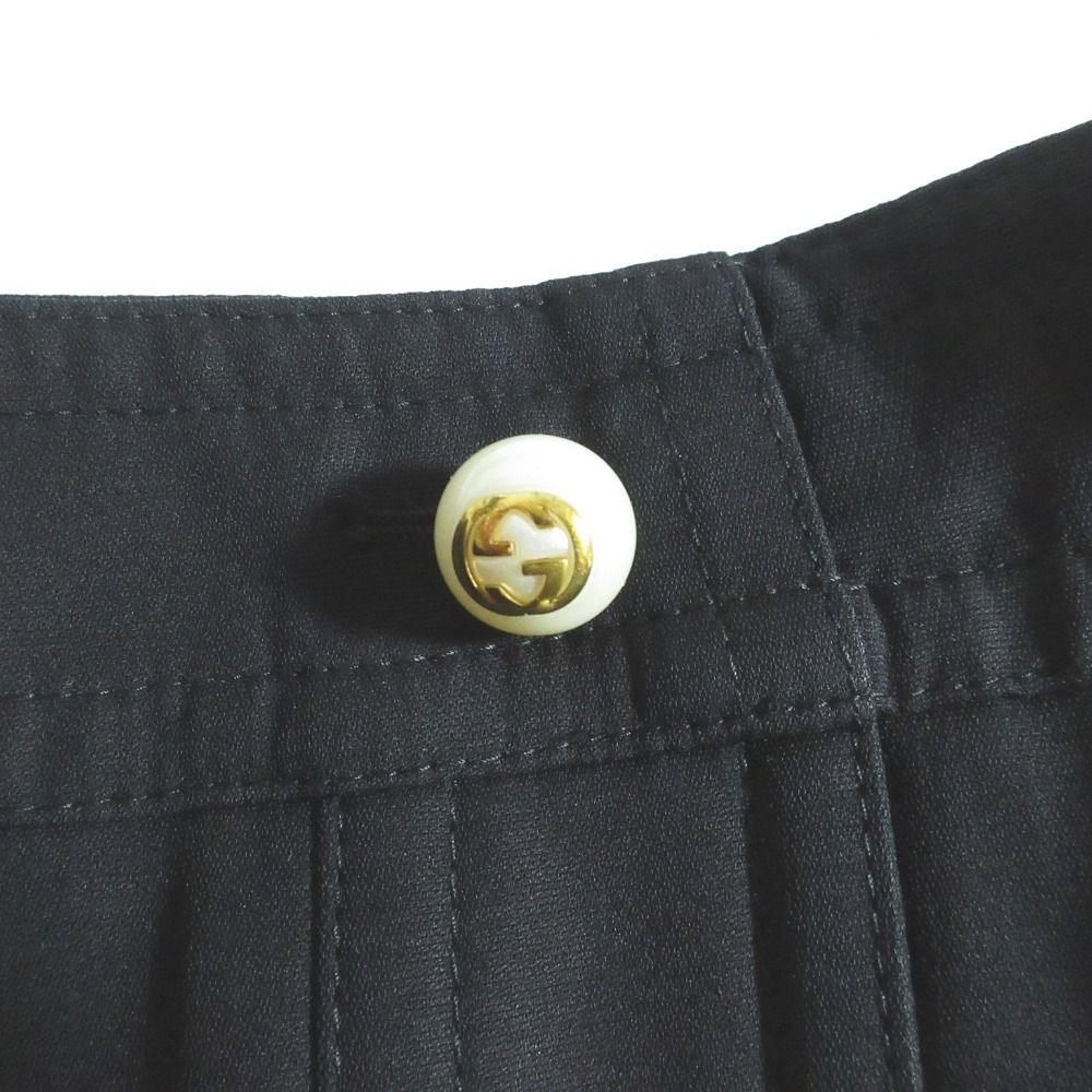 Gucci GG Pearl Button Silk Blend Wrap Skirt 36 Black — view 3