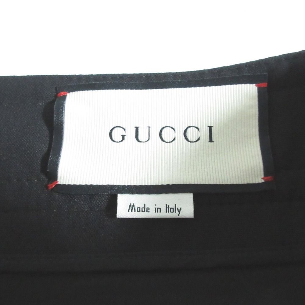 Gucci GG Pearl Button Silk Blend Wrap Skirt 36 Black — view 4