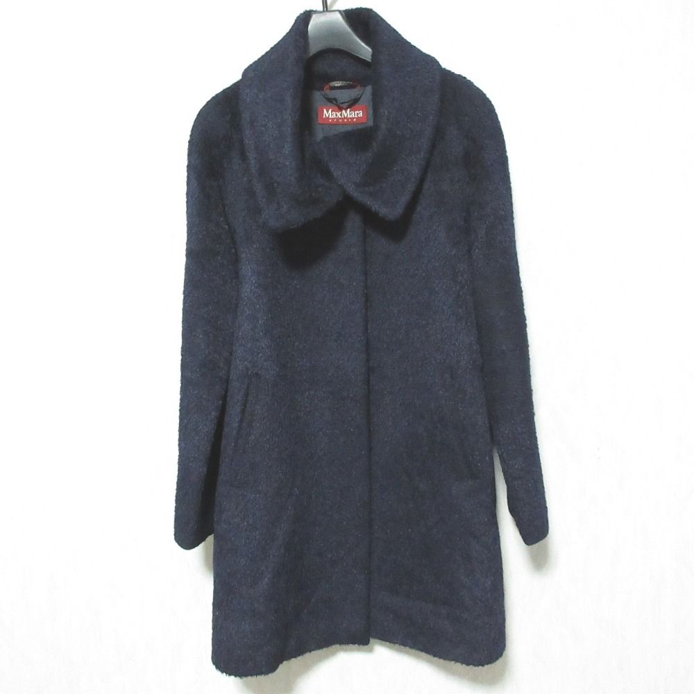 Max Mara Maxmara Studio Alpaca Shagi Coat 40 Navy