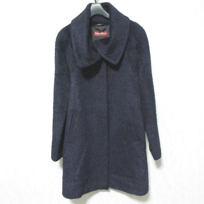 Max Mara Maxmara Studio Alpaca Shagi Coat 40 Navy