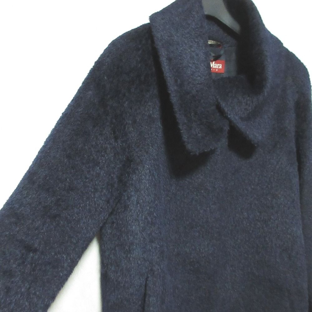 Max Mara Maxmara Studio Alpaca Shagi Coat 40 Navy — view 4
