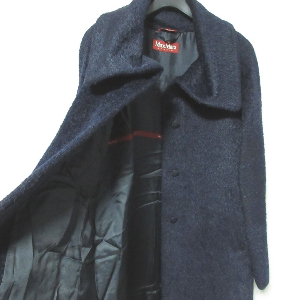 Max Mara Maxmara Studio Alpaca Shagi Coat 40 Navy — view 5