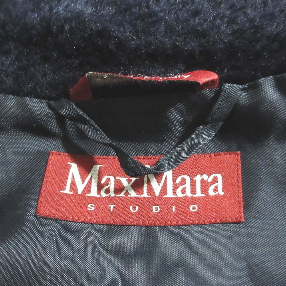 Max Mara Maxmara Studio Alpaca Shagi Coat 40 Navy — view 6