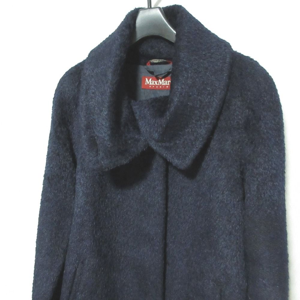 Max Mara Maxmara Studio Alpaca Shagi Coat 40 Navy — view 3