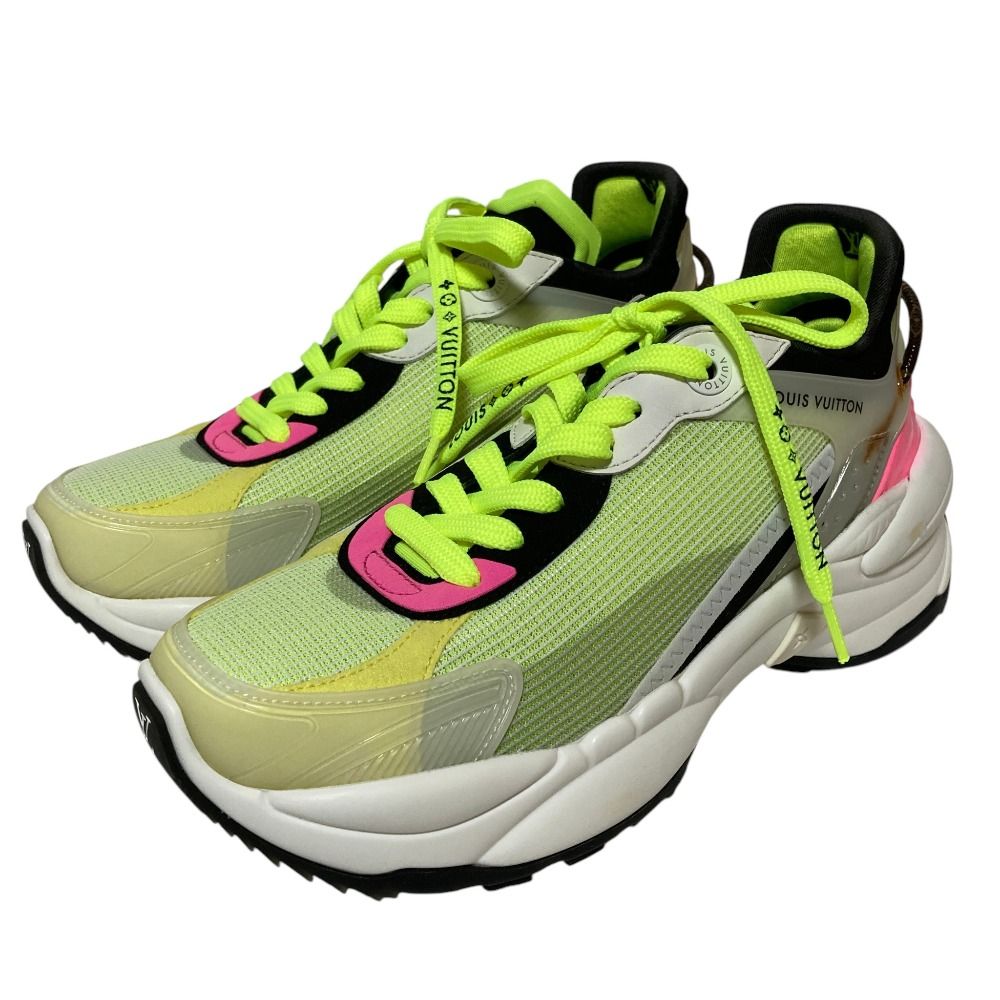Louis Vuitton Run Away Line Mesh Sneakers 35.5 Yellow Neon