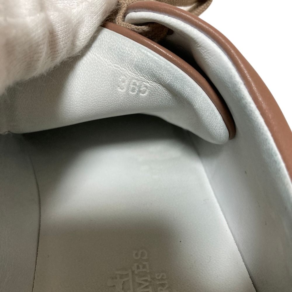 Hermes Happy Low Cut Platform Leather Sneakers 36.5 Beige — view 9