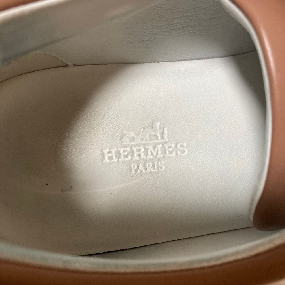 Hermes Happy Low Cut Platform Leather Sneakers 36.5 Beige — view 7