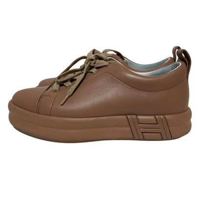 Hermes Happy Low Cut Platform Leather Sneakers 36.5 Beige — view 2