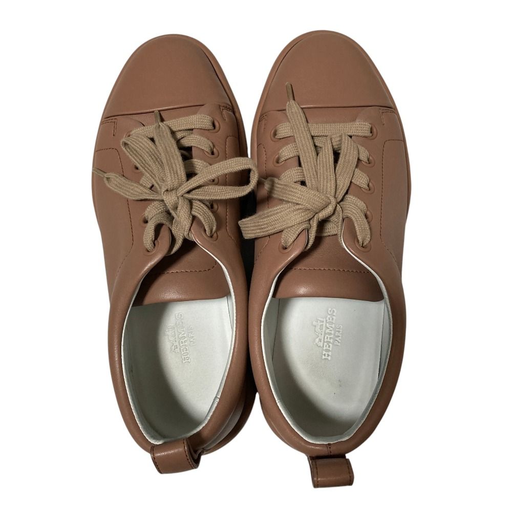 Hermes Happy Low Cut Platform Leather Sneakers 36.5 Beige — view 4