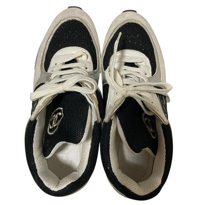 Chanel CC Logo Suede Leather Mesh Sneakers 36 Black White — view 4