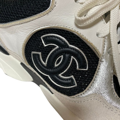 Chanel CC Logo Suede Leather Mesh Sneakers 36 Black White — view 8