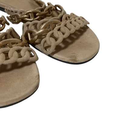 Hermes Chaine D'ancre Strap Flat Sandals 35 Beige — view 6