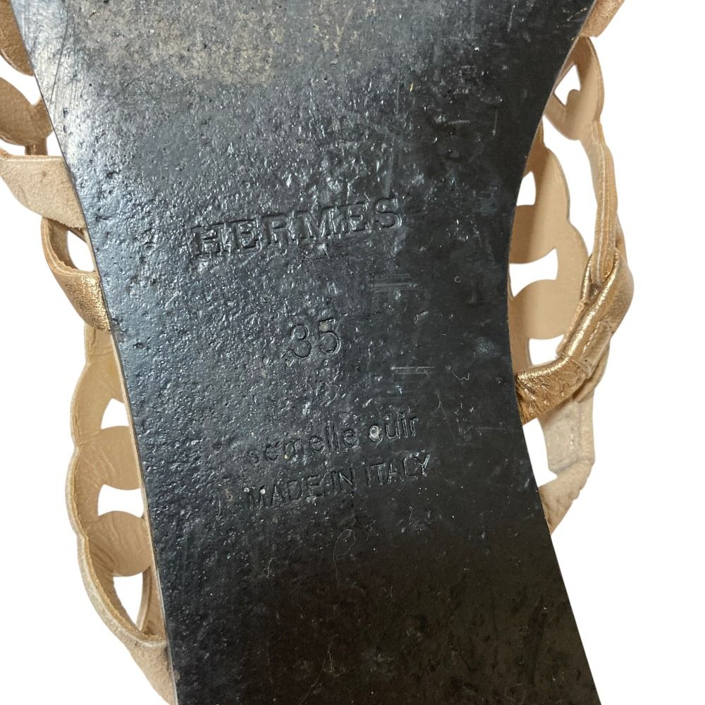 Hermes Chaine D'ancre Strap Flat Sandals 35 Beige — view 7