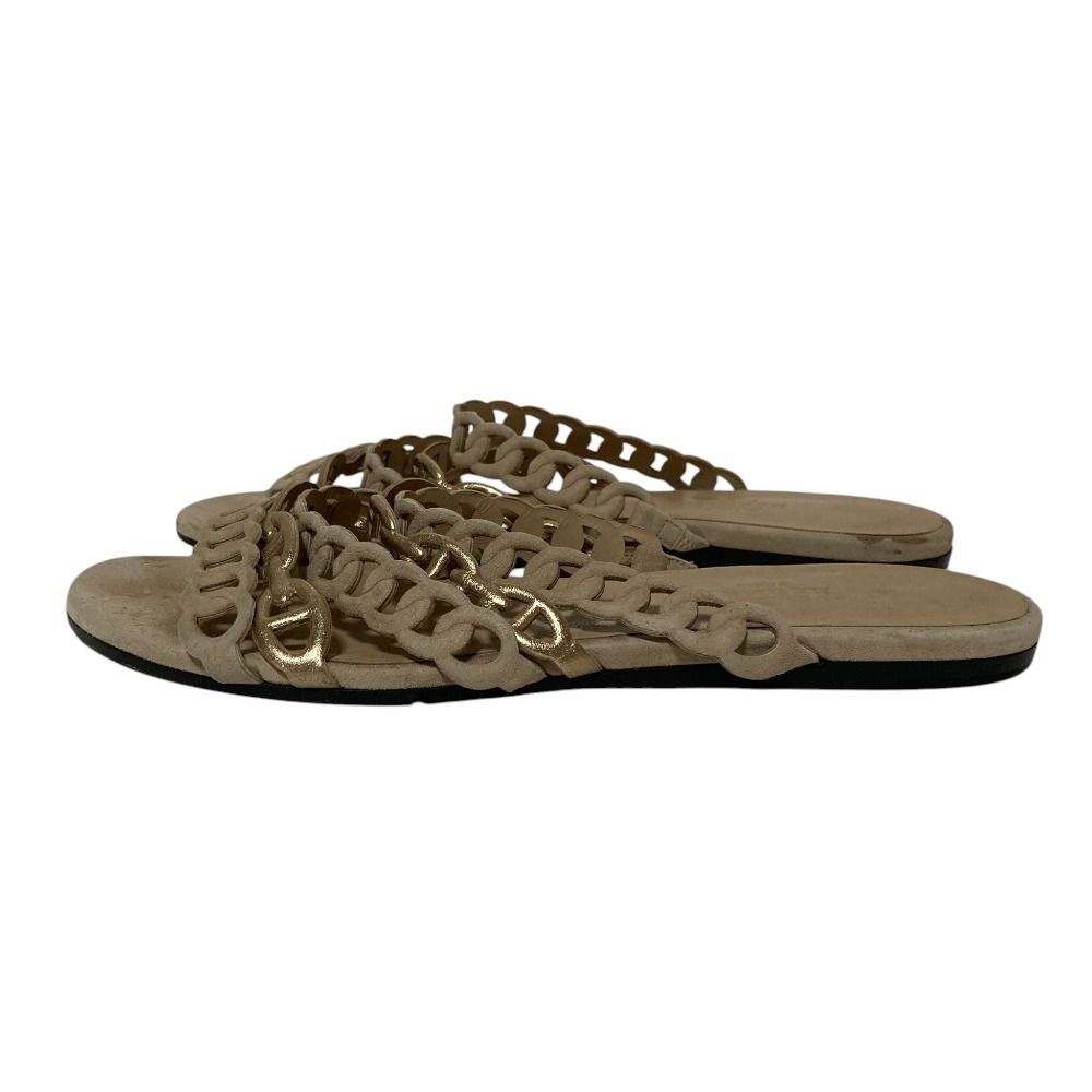 Hermes Chaine D'ancre Strap Flat Sandals 35 Beige — view 2
