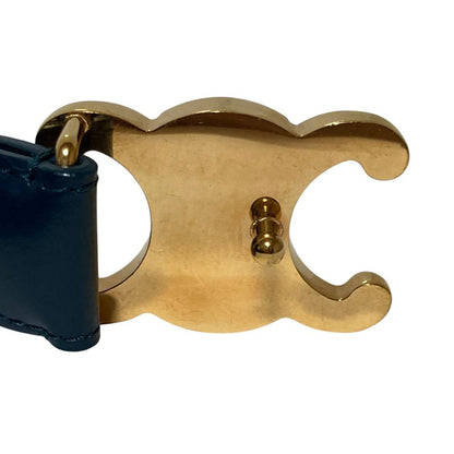 Celine Triomphe Leather Belt 80 Navy — view 3