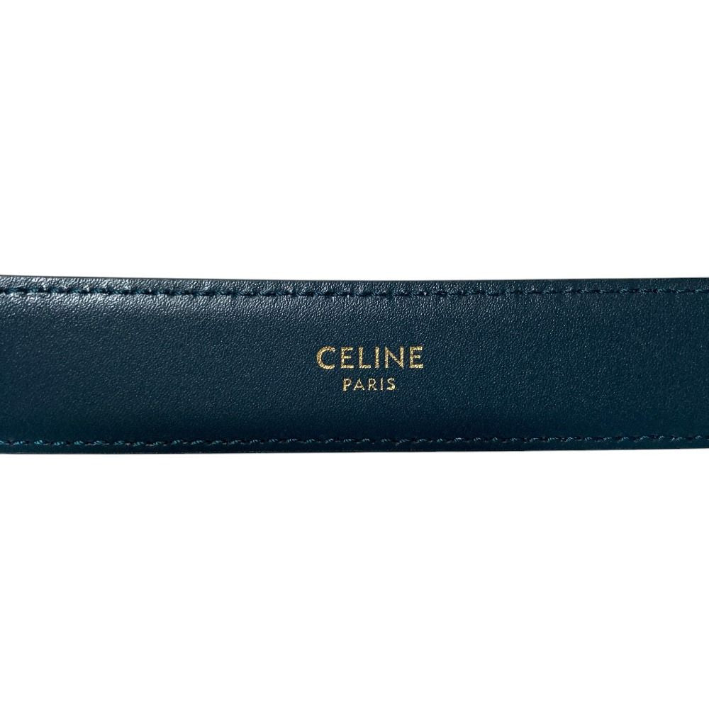 Celine Triomphe Leather Belt 80 Navy — view 4