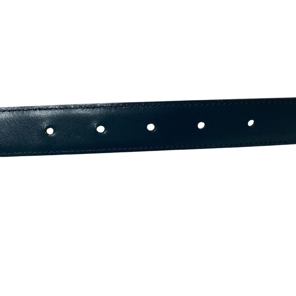 Celine Triomphe Leather Belt 80 Navy — view 7