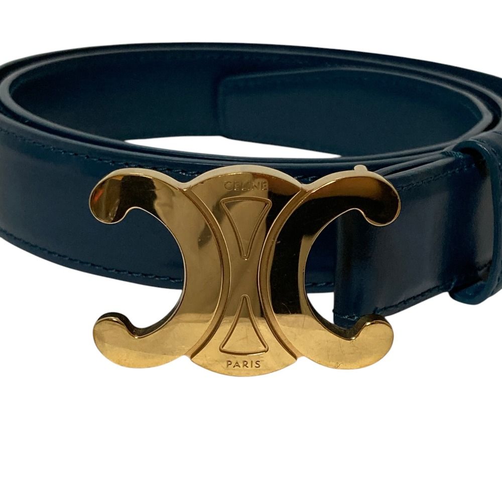 Celine Triomphe Leather Belt 80 Navy — view 2