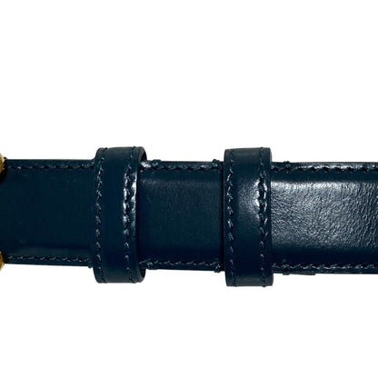Celine Triomphe Leather Belt 80 Navy — view 6