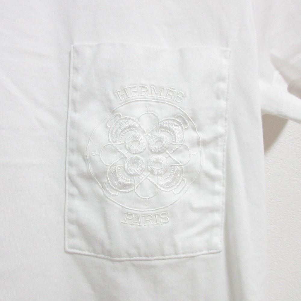 Hermes Embroidered Pocket T-Shirt 36 White — view 4