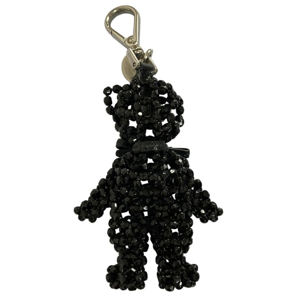 Prada Beads Bear Charm Key Holder Black — view 2