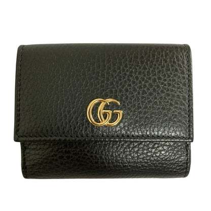 Gucci GG Marmont Trifold Double Flap Wallet Black