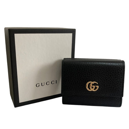 Gucci GG Marmont Trifold Double Flap Wallet Black — view 9