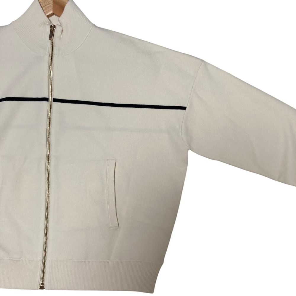Max Mara Studio Mstvampata Zip Knit Cardigan L Ivory — view 3