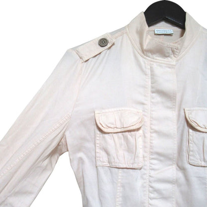 Brunello Cucinelli Chiffon Ribbon Long Sleeve Work Shirt Jacket 42 Pink Beige — view 3