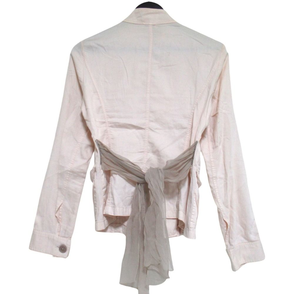 Brunello Cucinelli Chiffon Ribbon Long Sleeve Work Shirt Jacket 42 Pink Beige — view 2