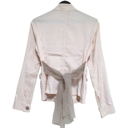 Brunello Cucinelli Chiffon Ribbon Long Sleeve Work Shirt Jacket 42 Pink Beige — view 2
