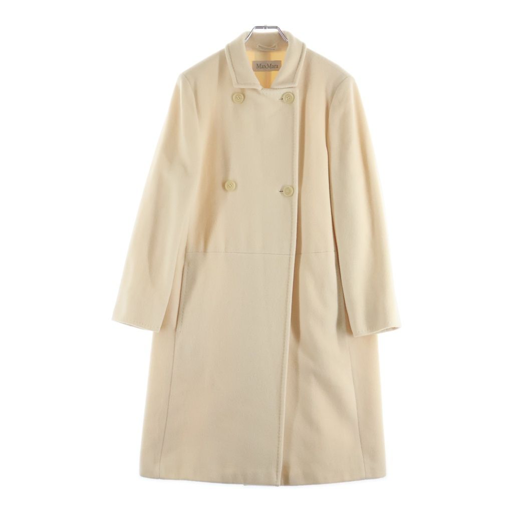 Max Mara Cashmere Blend Wool Double Breasted Che Star Coat Ivory